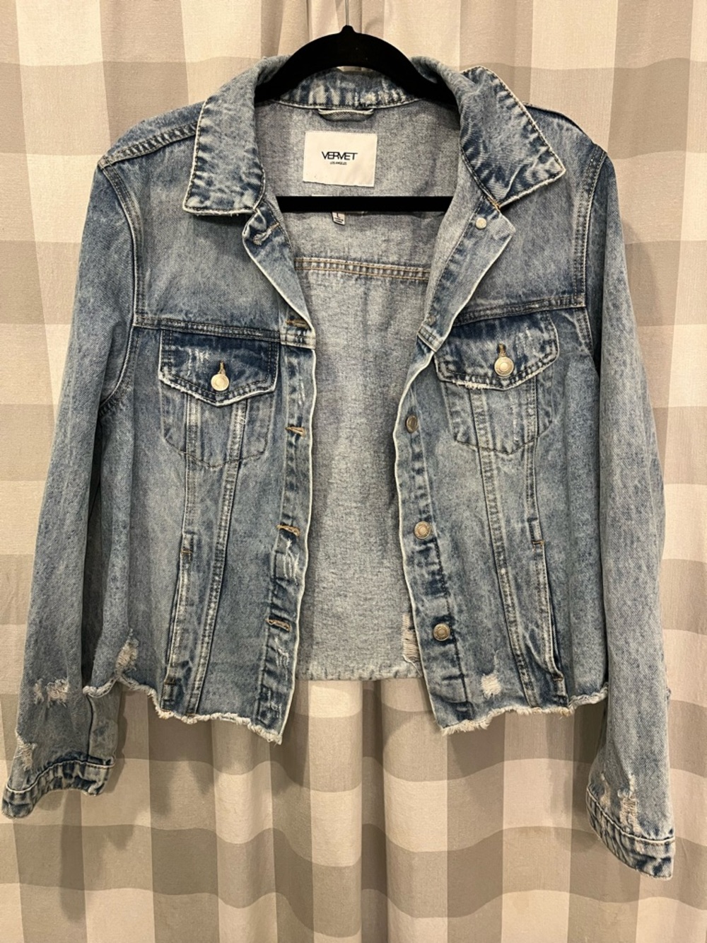 VERVET Light Blue Distressed Denim Jacket - Women's